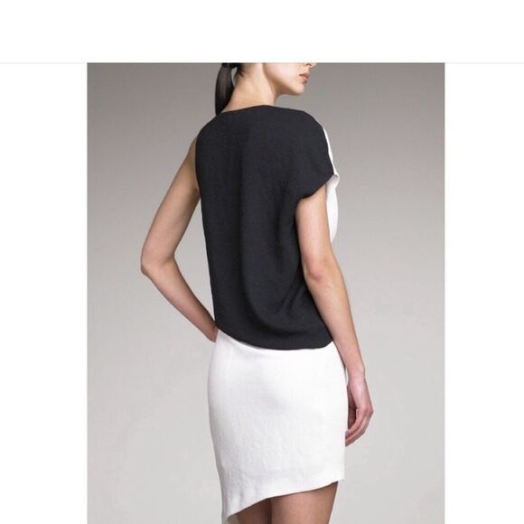 NWT Helmut Lang Sugar Silk Crepe Asymmetrical Black White Sleeveless Dress 10 - Picture 6 of 16